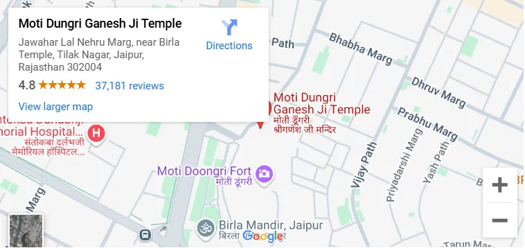 moti dungri ganesh ji map